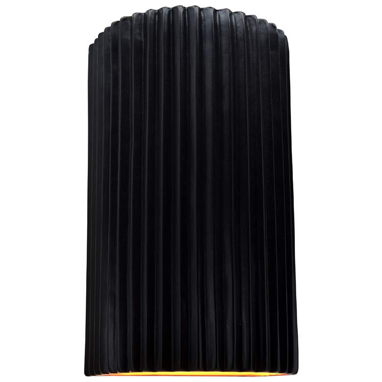 Image 1 Ambiance 12.5" Carbon/Gold Large Pleated Cylinder ADA Outdoor LED Scon