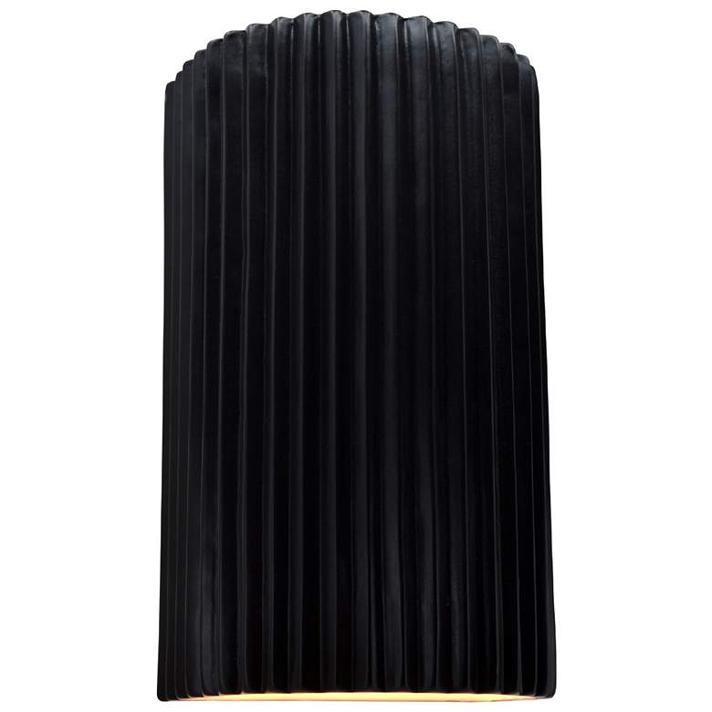Image 1 Ambiance 12.5" Carbon Matte Black Large Pleated Cylinder ADA Wall Scon