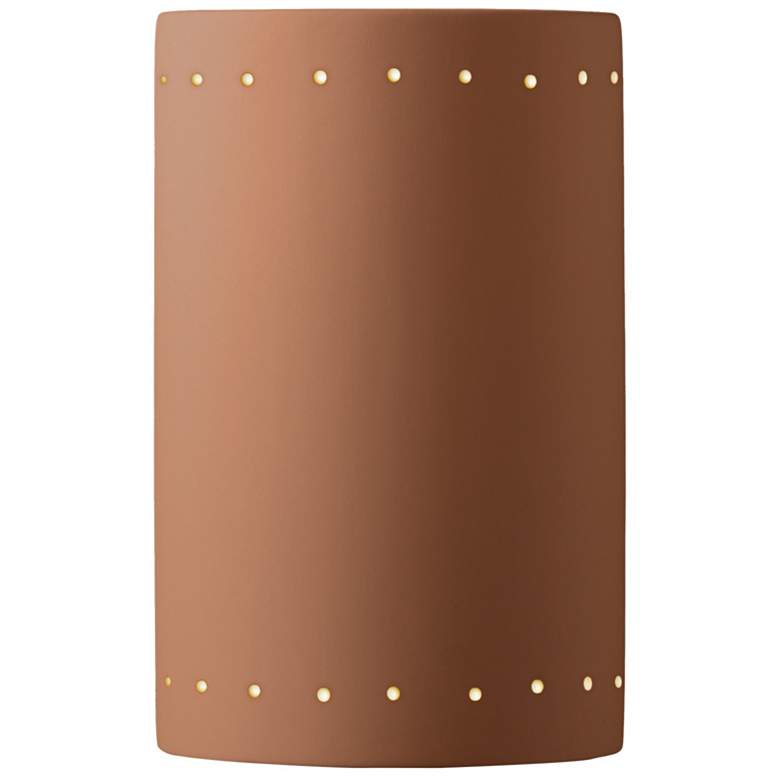 Image 1 Ambiance 12.5" Closed Top Adobe Large Cylinder w/ Perfs Wall Sconce