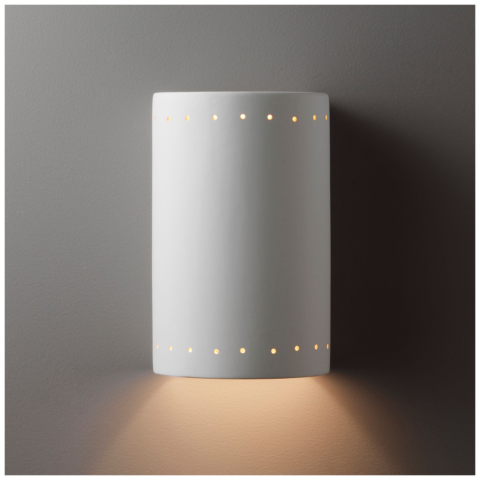 Image 2 Ambiance 12.5" Closed Top Bisque Large Cylinder w/ Perfs Wall Sconce more views