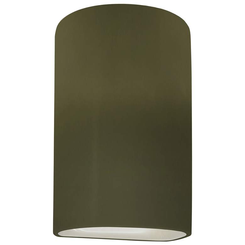 Image 1 Ambiance 12.5" Closed Top Matte Green Large Cylinder ADA Outdoor Sconc