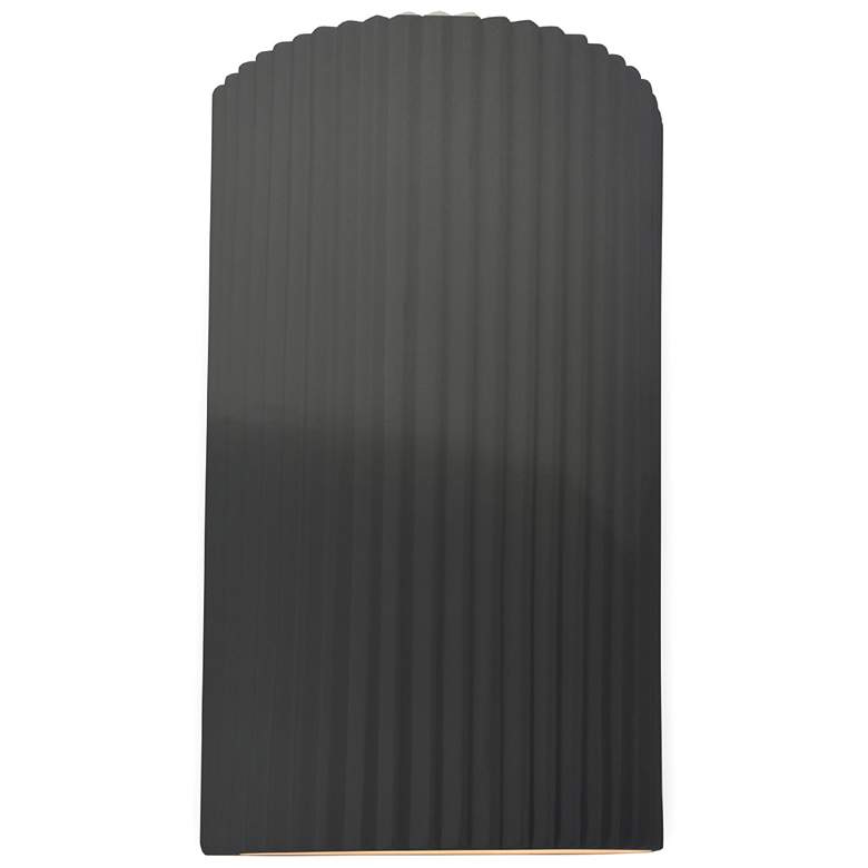 Image 1 Ambiance 12.5" Gloss Grey Large Pleated Cylinder ADA Wall Sconce