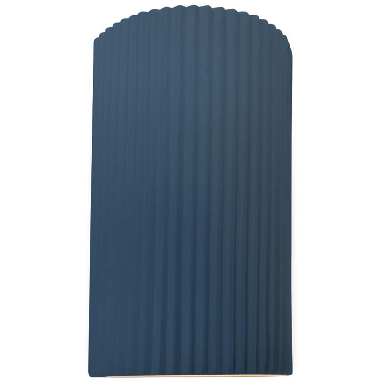Image 1 Ambiance 12.5" Midnight Sky/Matte White Large Pleated Cylinder ADA Sco