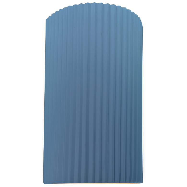 Image 1 Ambiance 12.5" Sky Blue Large Pleated Cylinder ADA Outdoor LED Wall Sc