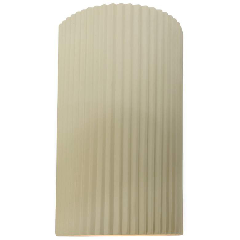 Image 1 Ambiance 12.5" Vanilla Gloss Large Pleated Cylinder ADA Outdoor LED Sc