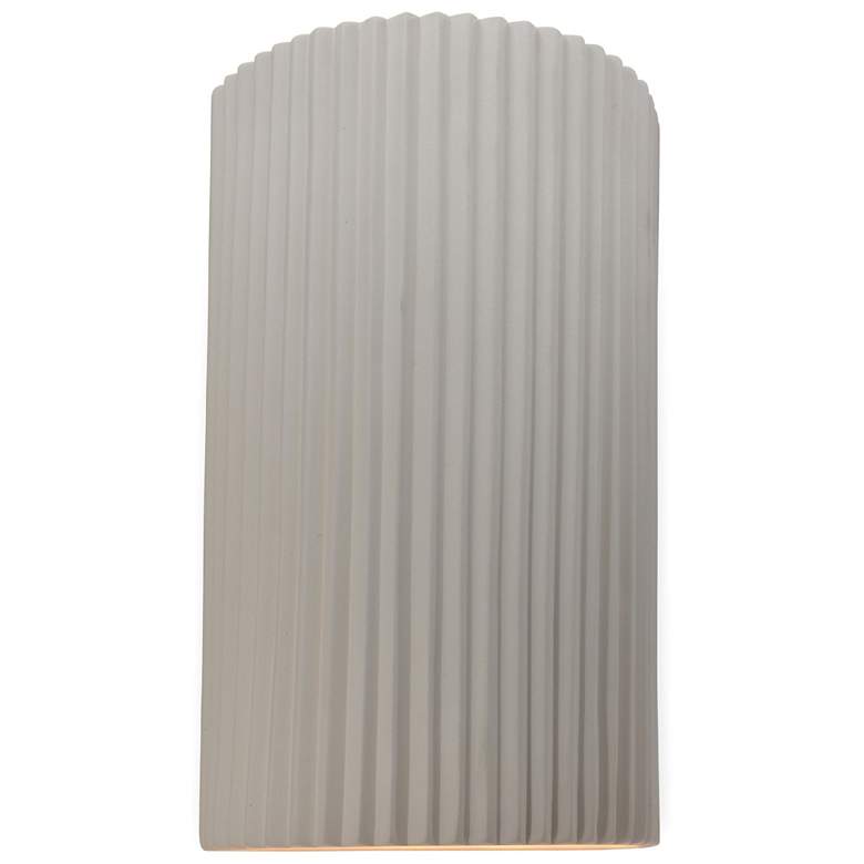 Image 1 Ambiance 12.5"H Bisque Large Pleated Cylinder ADA LED Wall Sconce