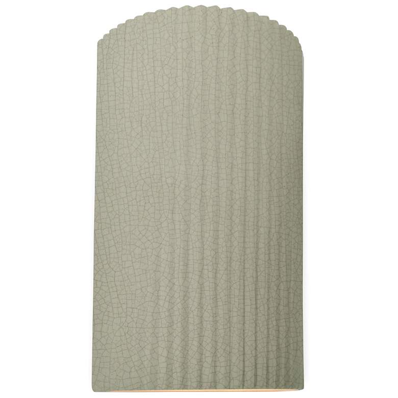 Image 1 Ambiance 12.5"H Celadon Green Crackle Large Pleated Cylinder ADA LED S