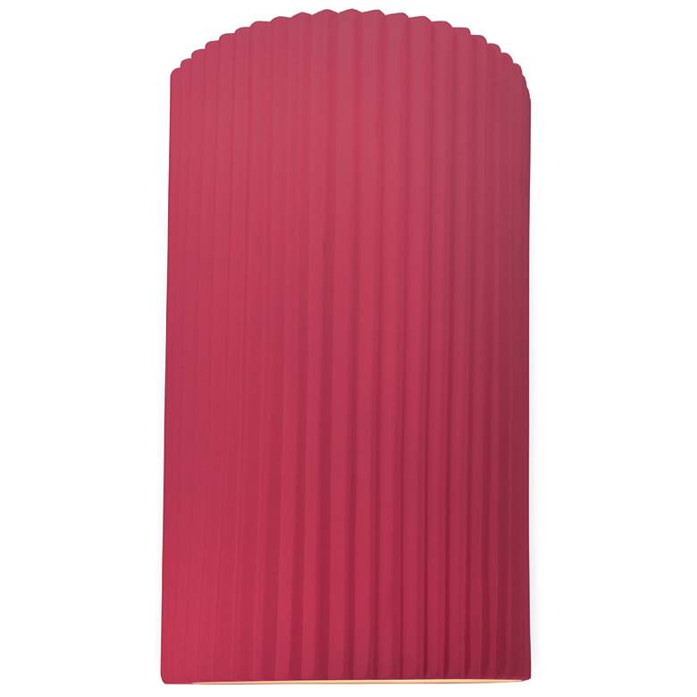 Image 1 Ambiance 12.5"H Cerise Large Pleated Cylinder ADA LED Wall Sconce