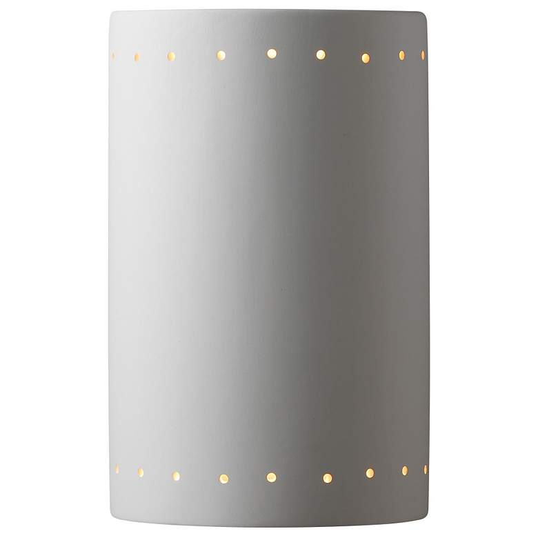 Image 1 Ambiance 12.5"H Closed Top Bisque Large Cylinder w/ Perfs LED Wall Sco