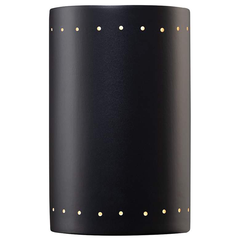 Image 1 Ambiance 12.5"H Closed Top Carbon Large Cylinder Perfs Outdoor LED Sco