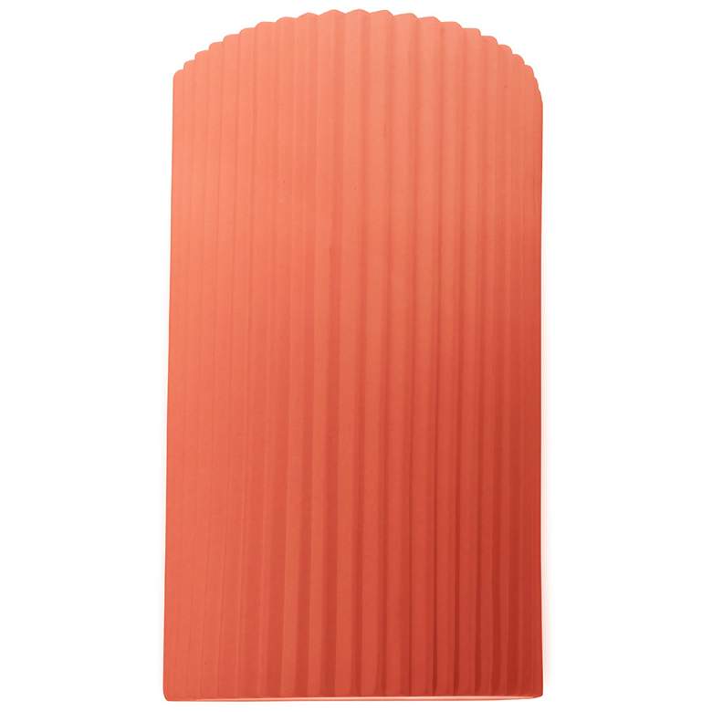 Image 1 Ambiance 12.5"H Gloss Blush Large Pleated Cylinder ADA LED Wall Sconce
