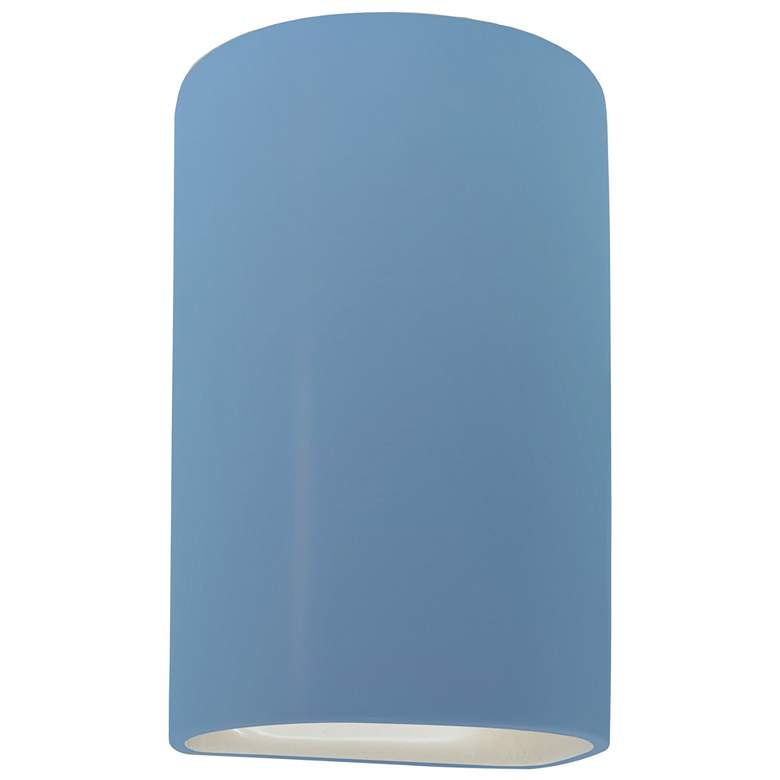Image 1 Ambiance 12.5"H Open Sky Blue Large Cylinder ADA LED Wall Sconce