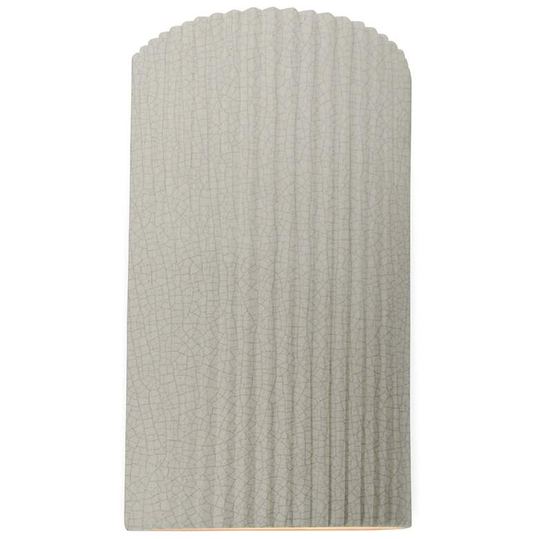 Image 1 Ambiance 12.5"H White Crackle Large Pleated Cylinder ADA LED Wall Scon