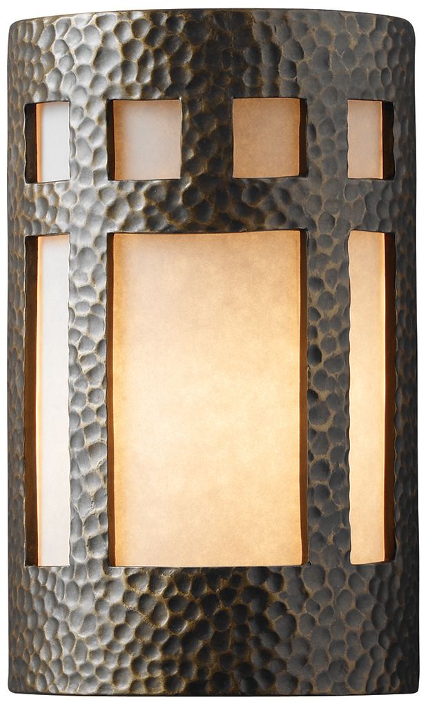 Ambiance 12 1/2"H Hammered Brass Prairie Window Wall Sconce - Made to Order