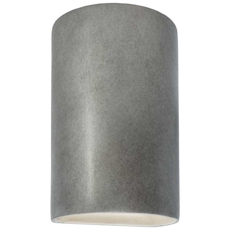 Image 1 Ambiance 12 1/2 inch High Antique Silver Cylinder Wall Sconce