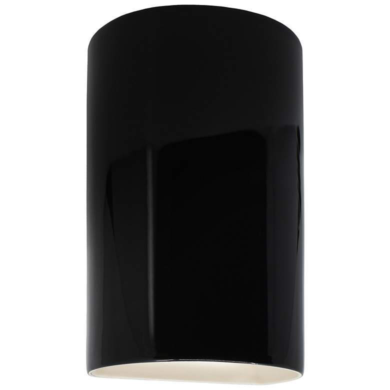 Image 1 Ambiance 12 1/2" High Black Cylinder LED Outdoor Wall Sconce