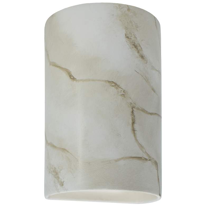 Image 1 Ambiance 12 1/2 inch High Carrara Marble Cylinder Wall Sconce