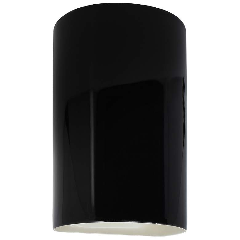 Image 1 Ambiance 12 1/2 inch High Gloss Black White Cylinder Wall Sconce