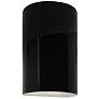 Ambiance 12 1/2" High Gloss Black White Cylinder Wall Sconce