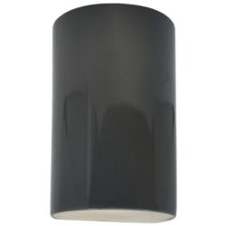 Ambiance 12 1/2&quot; High Gloss Gray Cylinder LED Wall Sconce