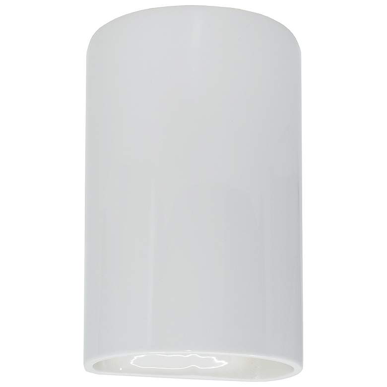 Image 1 Ambiance 12 1/2" High Gloss White Cylinder ADA Wall Sconce