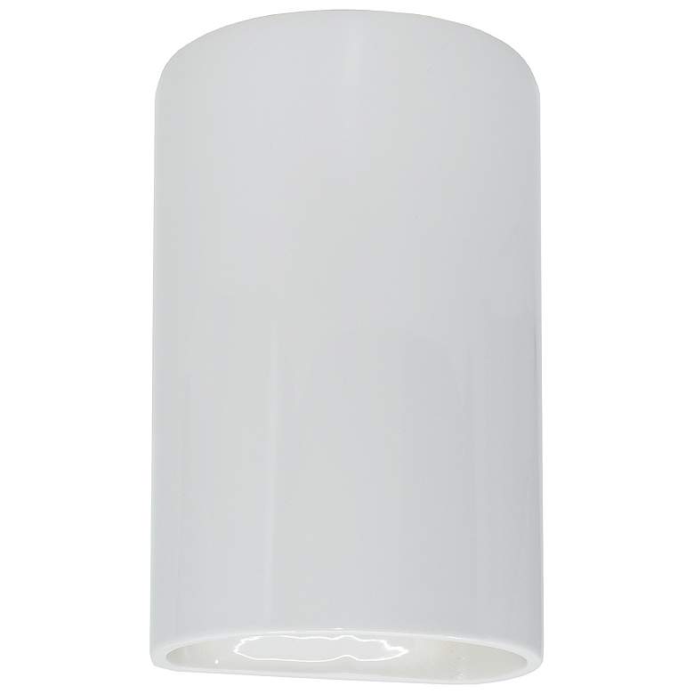 Image 1 Ambiance 12 1/2 inch High Gloss White Cylinder LED Wall Sconce