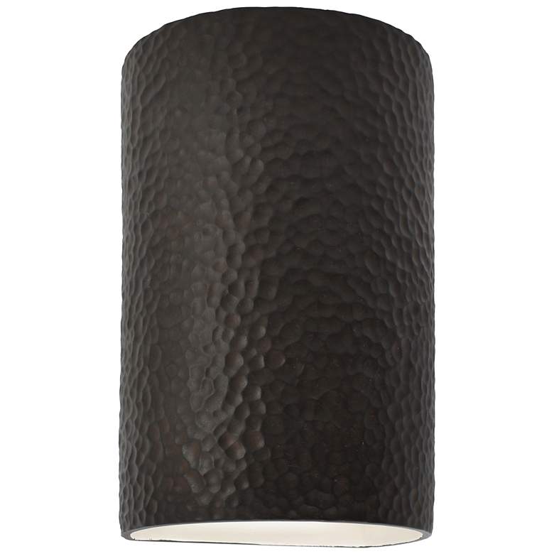 Image 1 Ambiance 12 1/2" High Hammered Iron Cylinder Wall Sconce