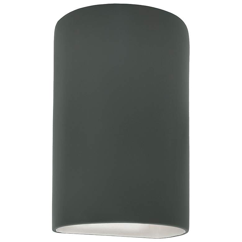Image 1 Ambiance 12 1/2" High Pewter Green Cylinder LED Wall Sconce