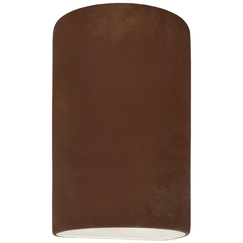 Image 1 Ambiance 12 1/2 inch High Real Rust Ceramic Cylinder Wall Sconce
