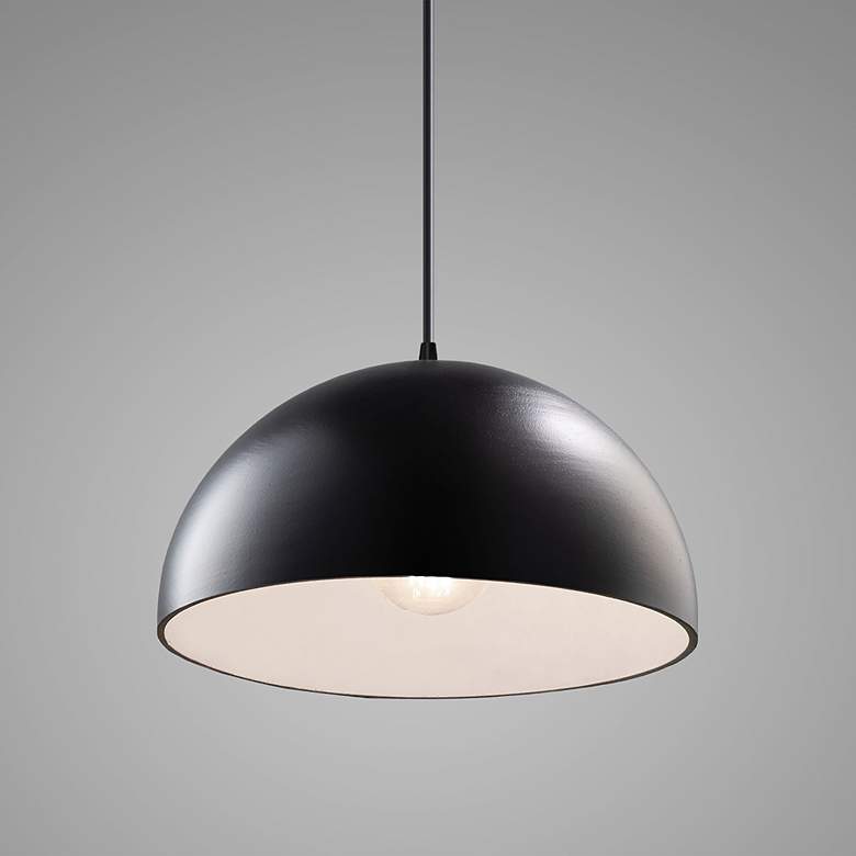 Image 3 Ambiance 12 1/2" Wide Matte Black Dome Pendant Light more views