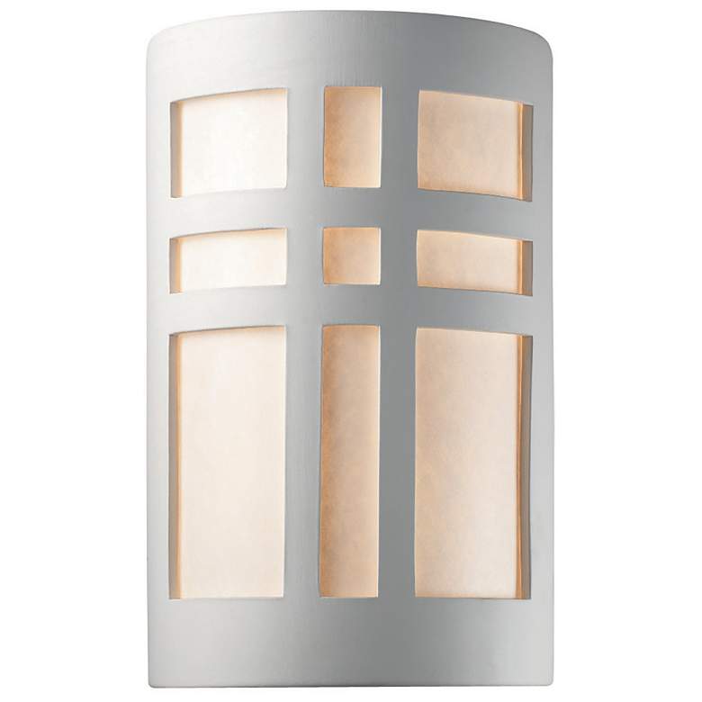 Image 1 Ambiance 12 1/2 inchH Bisque Cross Window Outdoor Wall Sconce