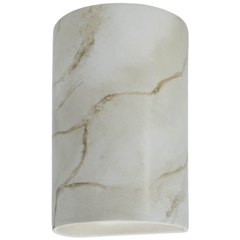 Image 1 Ambiance 12 1/2 inchH Carrara Marble Cylinder Outdoor Sconce