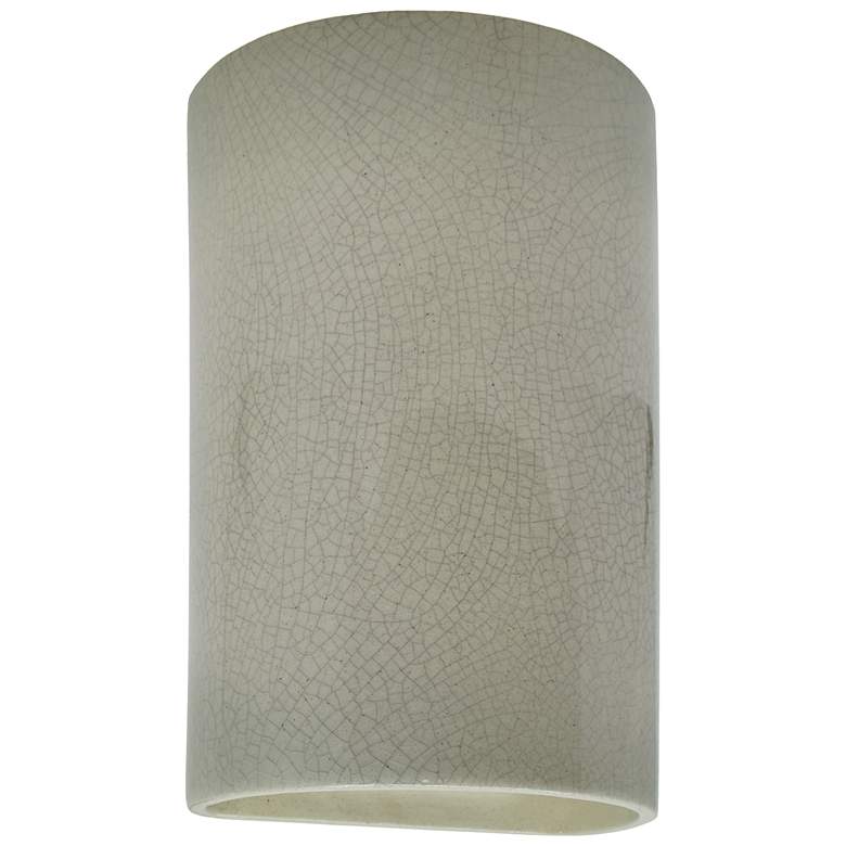 Image 1 Ambiance 12 1/2 inchH Celadon Crackle Cylinder LED Wall Sconce