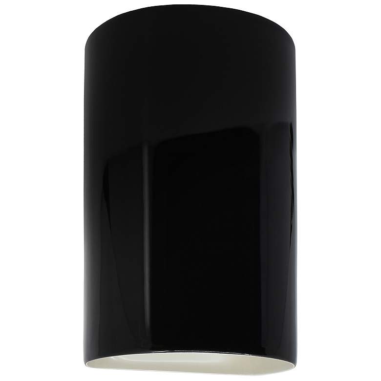 Image 1 Ambiance 12 1/2"H Gloss Black White Cylinder ADA Wall Sconce