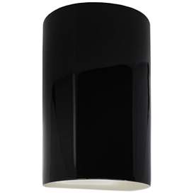 Image1 of Ambiance 12 1/2"H Gloss Black White Cylinder LED Wall Sconce
