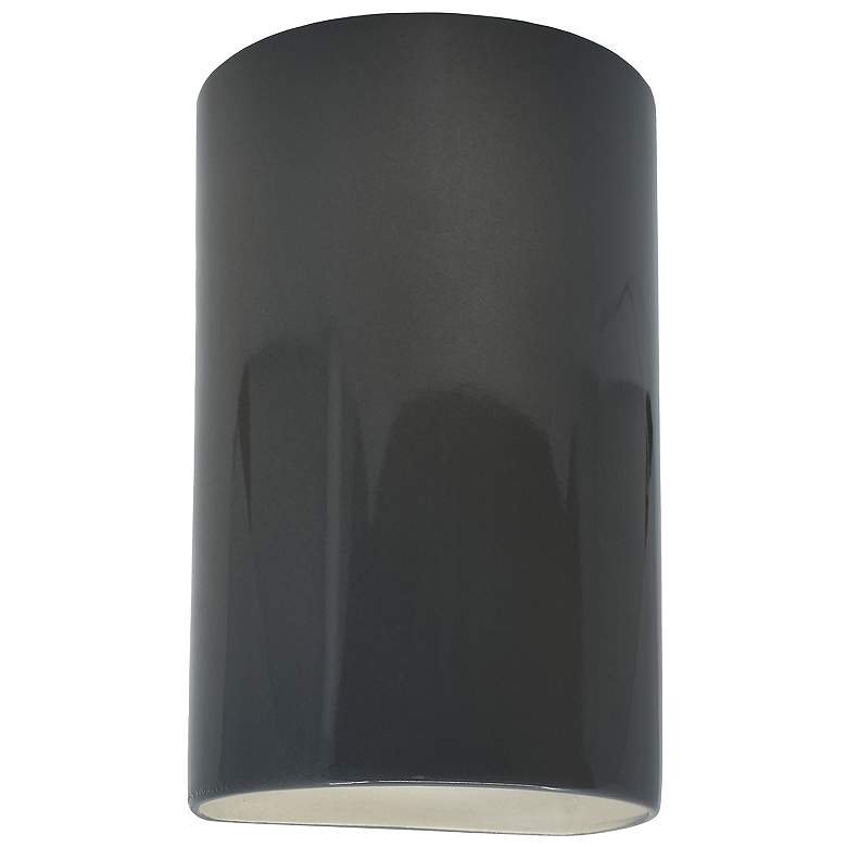 Image 1 Ambiance 12 1/2"H Gloss Gray Cylinder Closed Top Wall Sconce