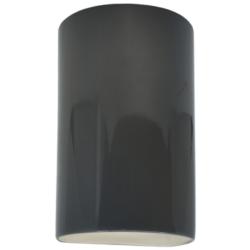 Ambiance 12 1/2"H Gloss Gray Cylinder Closed Top Wall Sconce