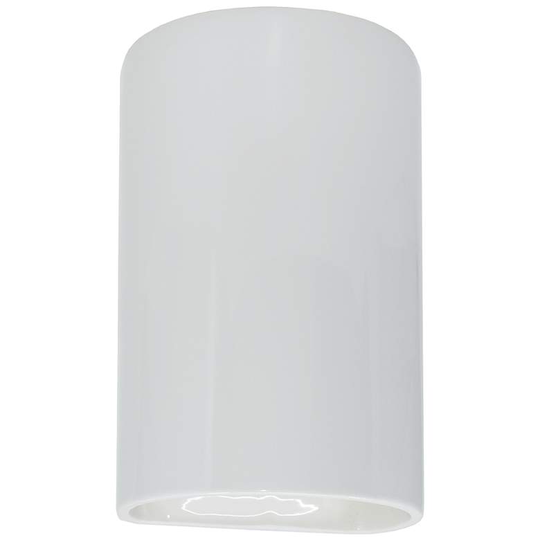 Image 1 Ambiance 12 1/2 inchH Gloss White Cylinder ADA Outdoor Sconce