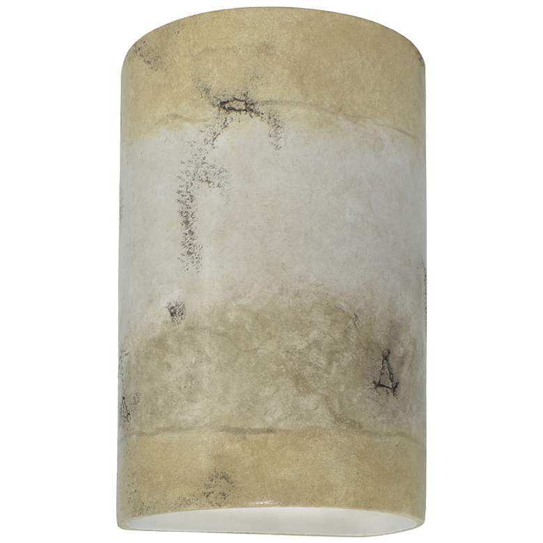 Image 1 Ambiance 12 1/2 inchH Greco Travertine Cylinder LED Wall Sconce