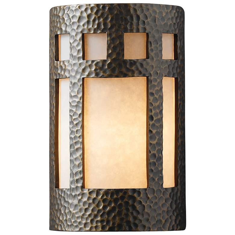 Image 1 Ambiance 12 1/2"H Hammered Brass Closed ADA Outdoor Sconce