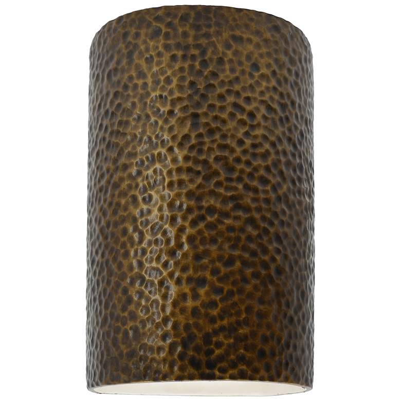 Image 1 Ambiance 12 1/2"H Hammered Brass LED Outdoor Wall Sconce