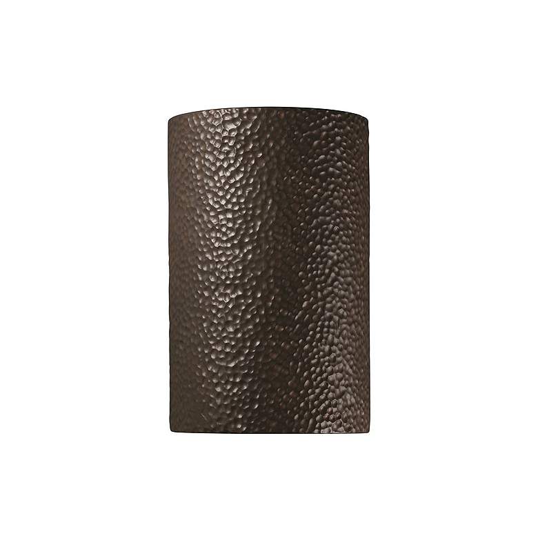 Image 1 Ambiance 12 1/2"H Hammered Iron Cylinder Closed Wall Sconce