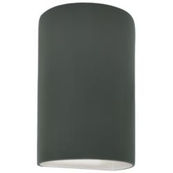 Ambiance 12 1/2"H Pewter Green Cylinder Closed LED Sconce