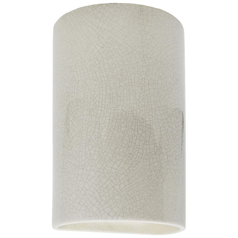 Image 1 Ambiance 12 1/2 inchH White Crackle Cylinder ADA Outdoor Sconce