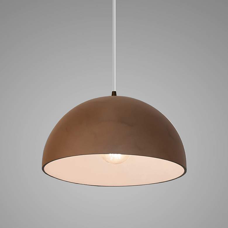 Image 3 Ambiance 12 1/2"W Dark Bronze and Terra Cotta Pendant Light more views