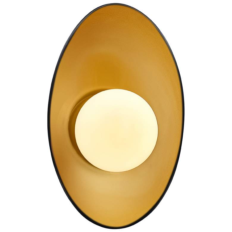 Image 1 Ambiance 12" Carbon Matte Black/Champagne Gold Oval Coupe Wall Sconce