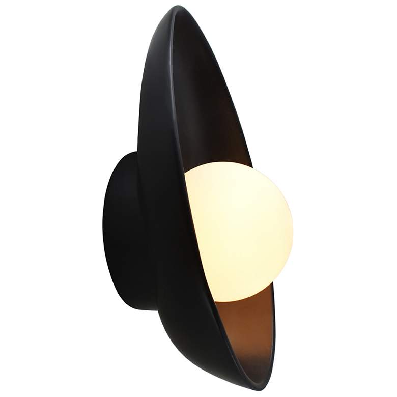 Image 2 Ambiance 12" Carbon Matte Black Oval Coupe Wall Sconce more views