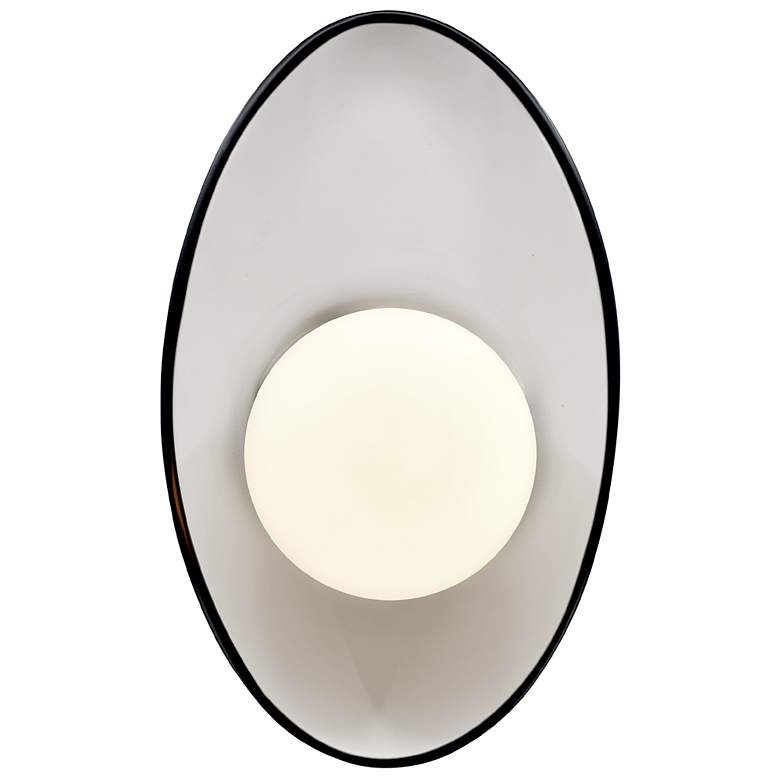 Image 1 Ambiance 12" Gloss Black/Matte White Oval Coupe Wall Sconce