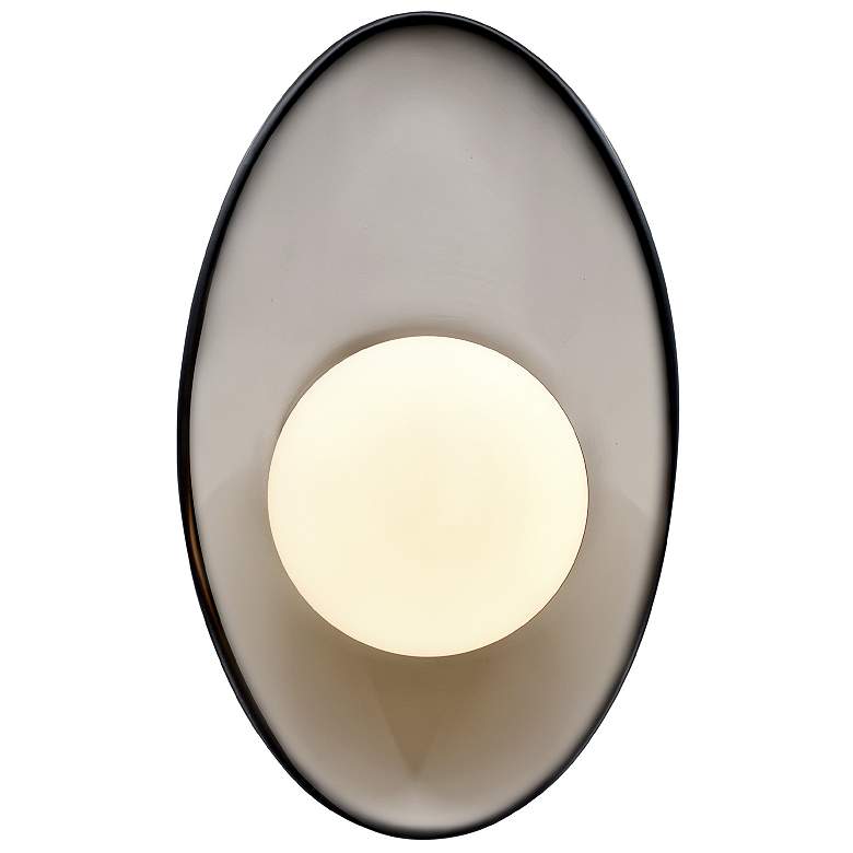 Image 2 Ambiance 12" Gloss Black/Matte White Oval Coupe Wall Sconce more views