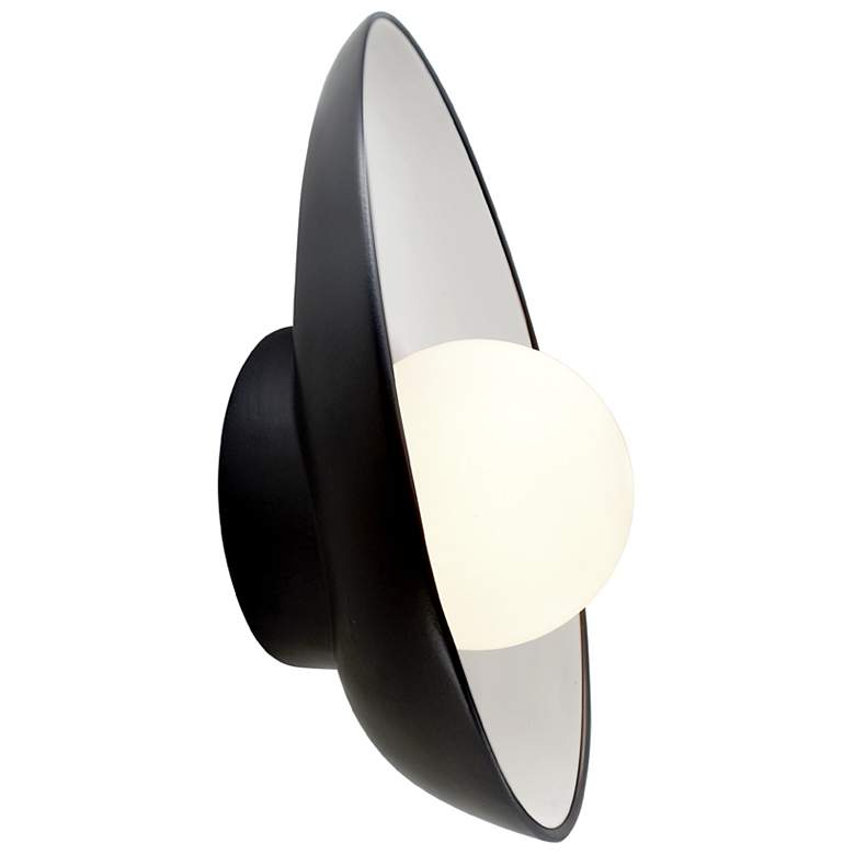 Image 3 Ambiance 12" Gloss Black/Matte White Oval Coupe Wall Sconce more views